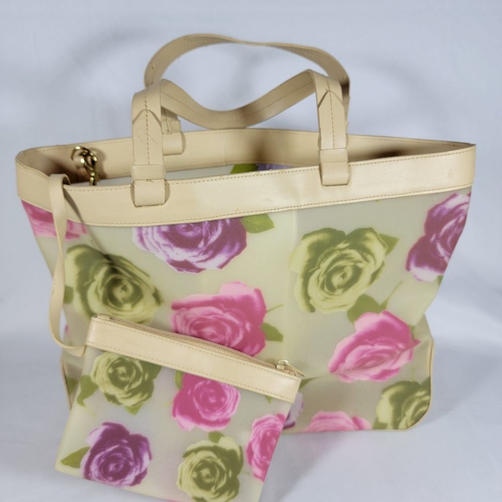 Floral Tote Crossbody Bag‎ 100% PVC Pouch